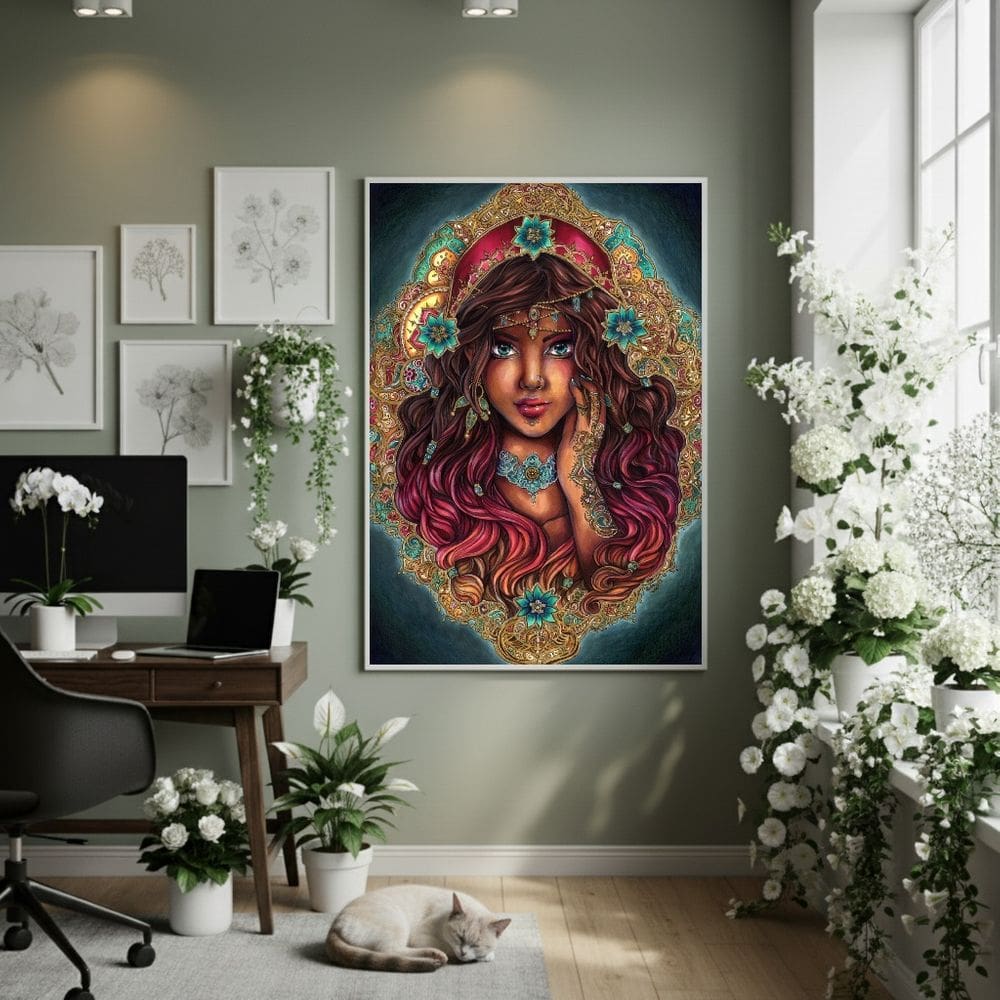 Quadro Decorativo Olhar Da Vidente 70x50cm Mold Preta