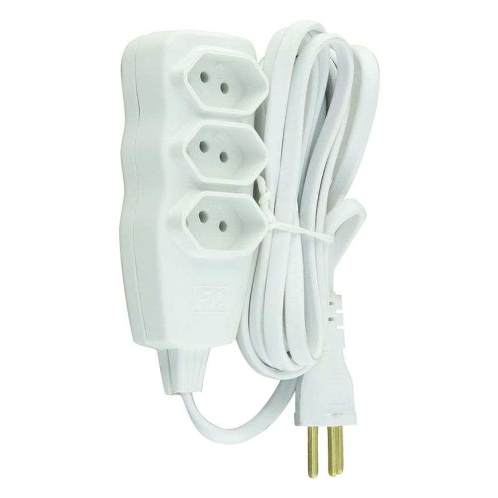 Extensão Elétrica Pp 5m Branca 03 Tomadas