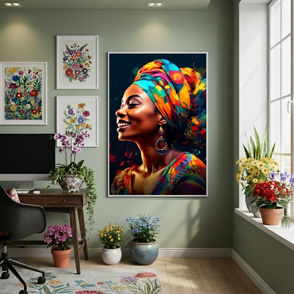 Quadro Decor Coroa De Cores 70x50cm Mold Preta