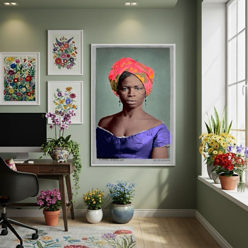 Quadro Decor Olhar Do Rio Antigo 70x50cm Mold Preta