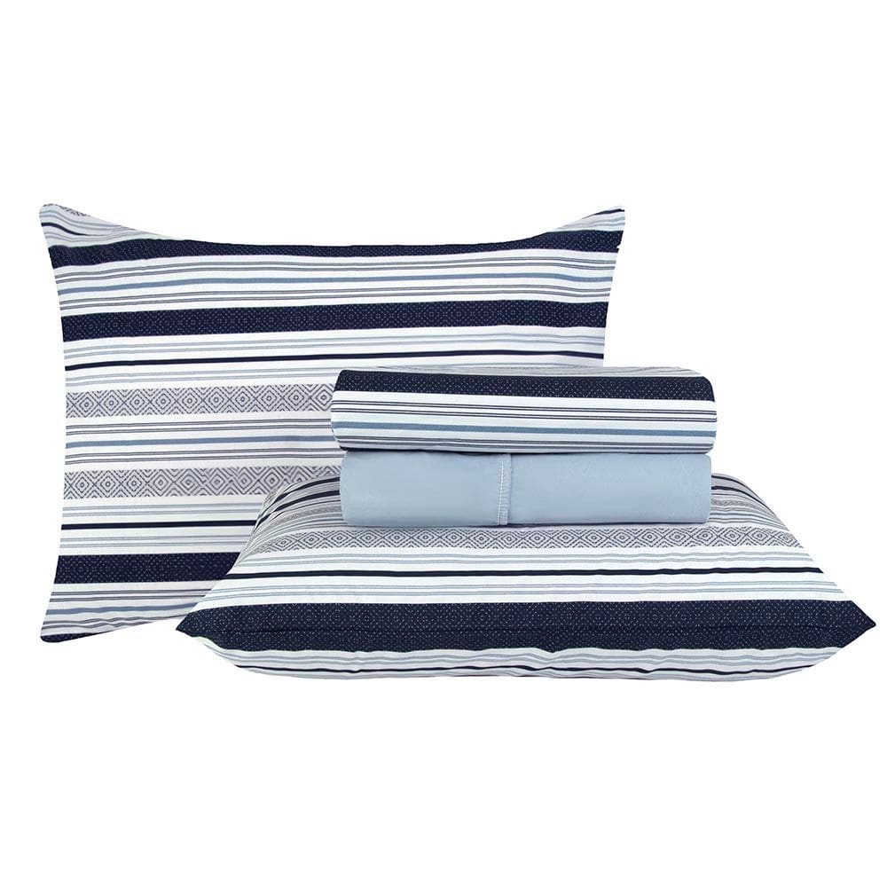 Jogo de Cama Duplo Casal 4 Peças Percal 180 Fios Pierre Sonhare Prata - Sultan