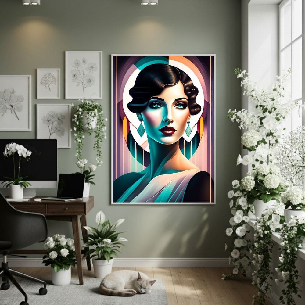 Quadro Decor Mulher Dos Anos 20 70x50cm Mold Preta