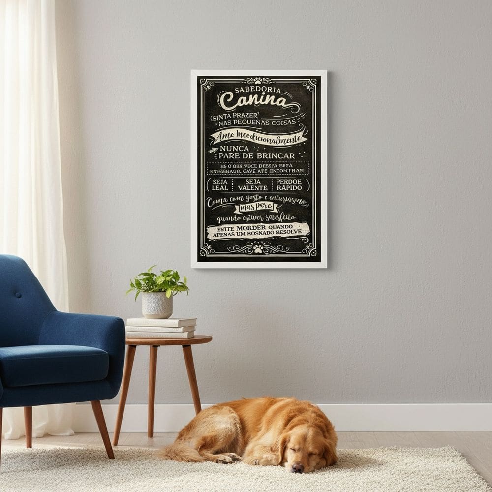 Quadro Sabedoria Canina 70x50cm Mold Branca