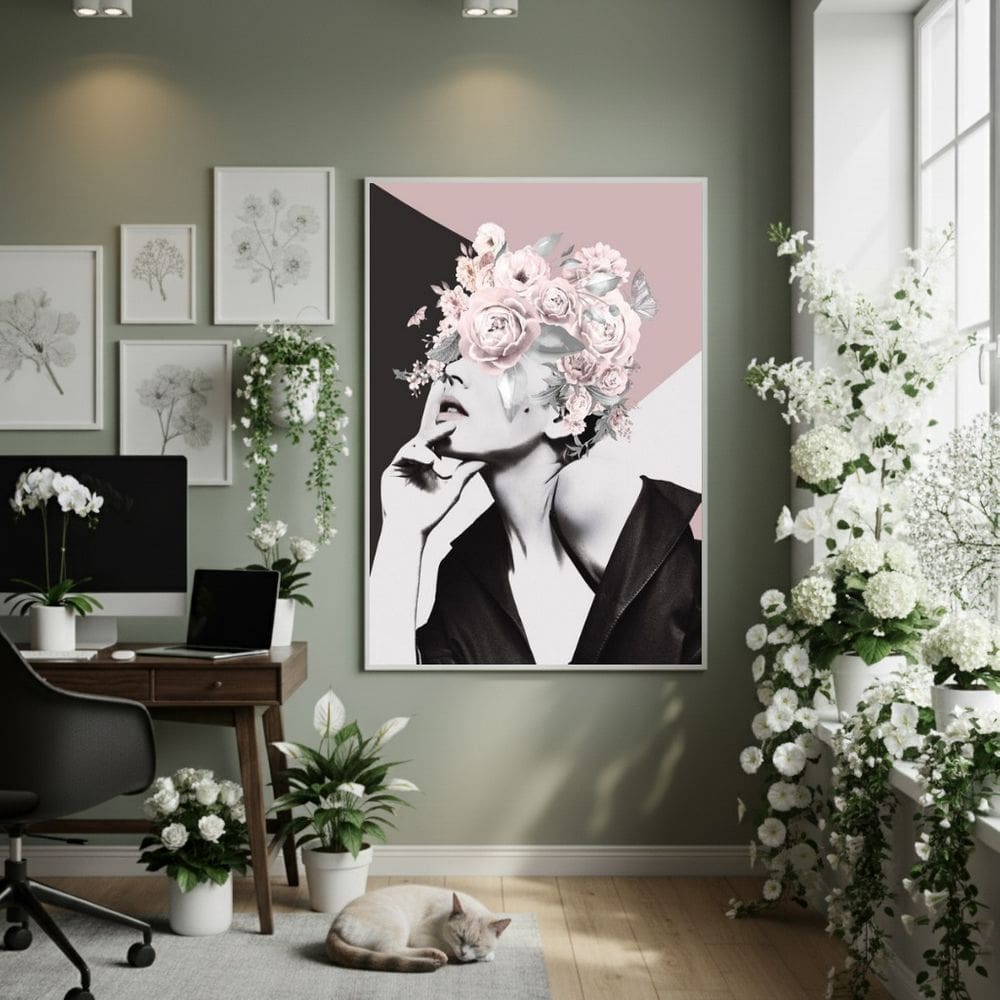 Quadro Decor Mente De Rosas 70x50cm Mold Branca