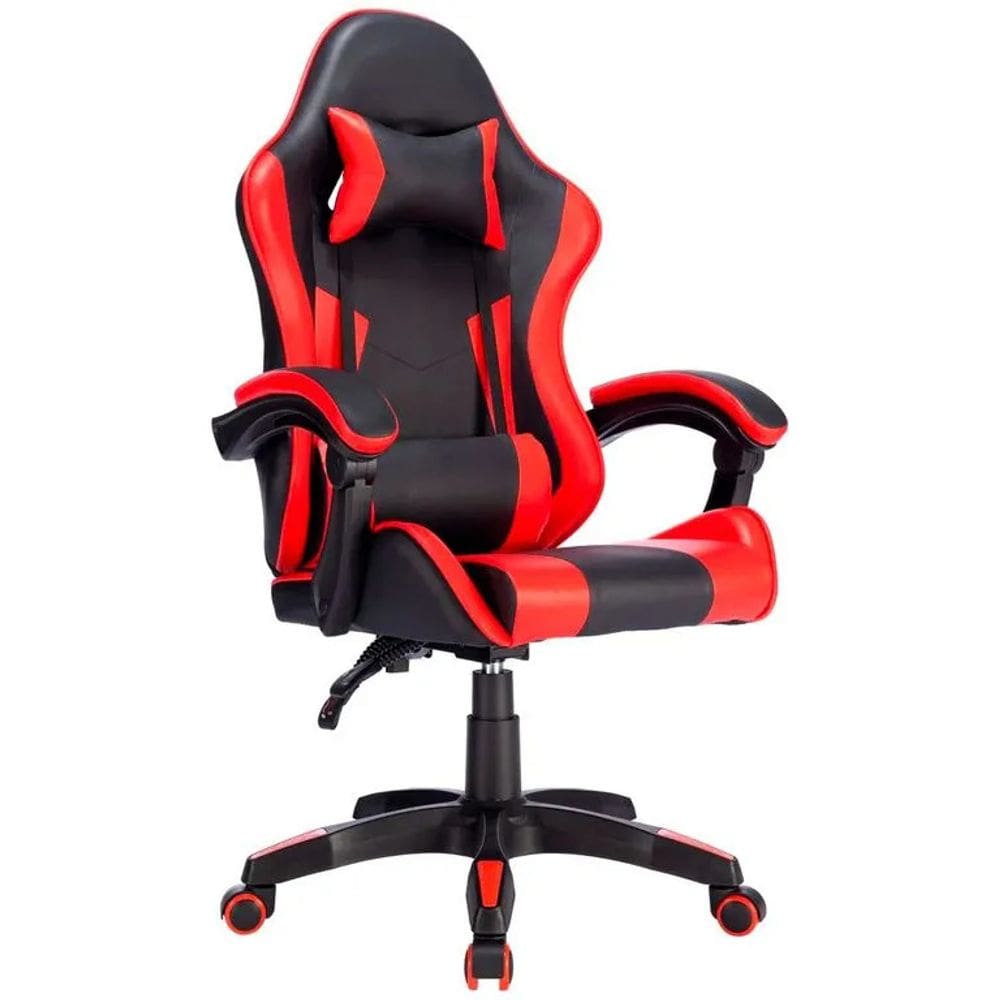 Cadeira Gamer Vermelha Reclinavel Com Almofada Ate 120kg