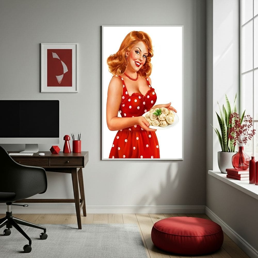 Quadro Decor Mulher Ruiva Sorridente 70x50cm Mold Branca