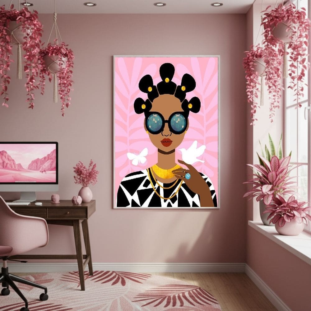 Quadro Decor Feminilidade Negra 70x50cm Mold Preta