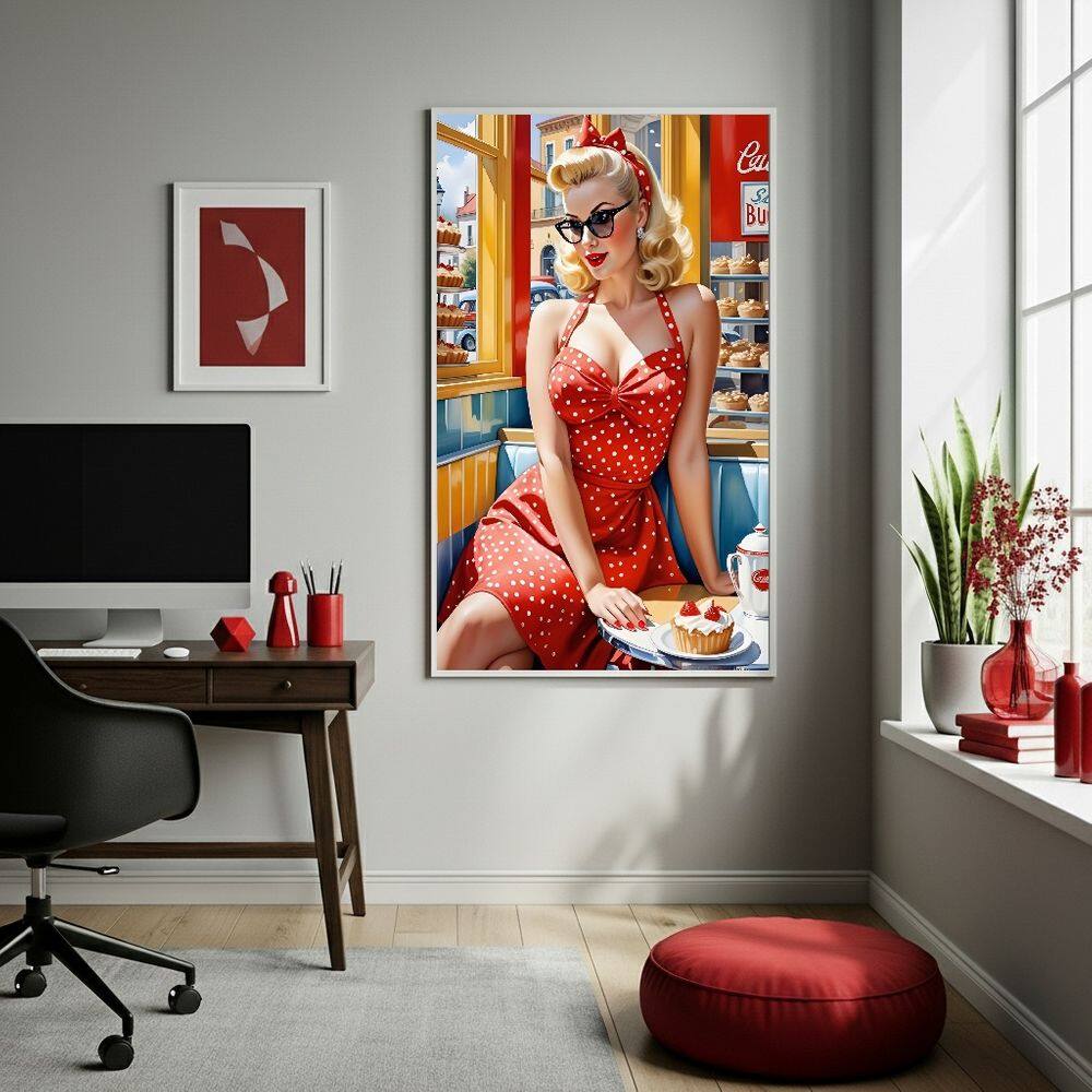 Quadro Decor Mulher Dos Anos 50 70x50cm Mold Branca