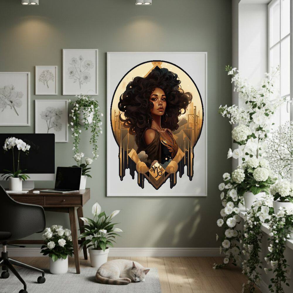 Quadro Decor Signo De Capricórnio 70x50cm Mold Preta