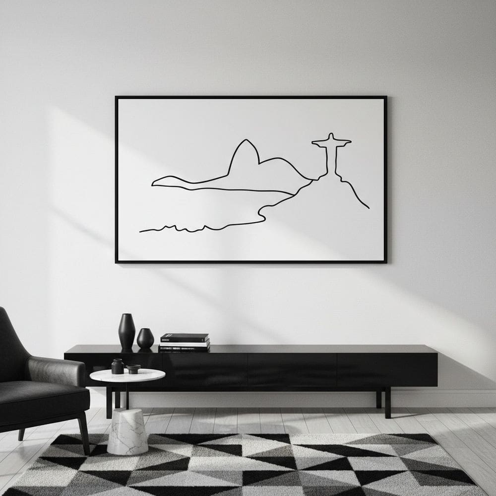 Quadro Paisagem Minimal Rio de Janeiro 50x70cm Mold Preta