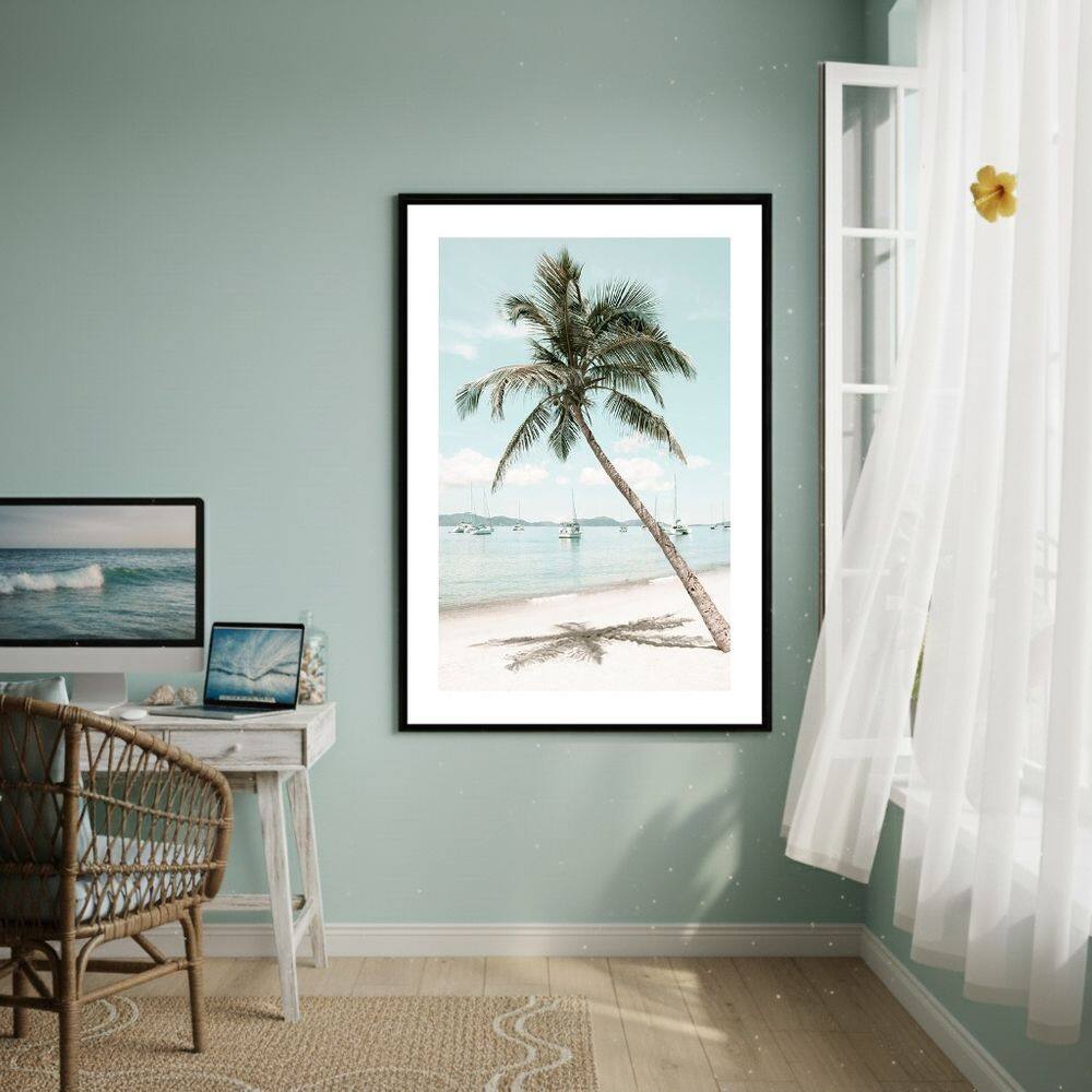 Quadro Decorativo Caribbean Palm Tree 70x50cm Mold Branca