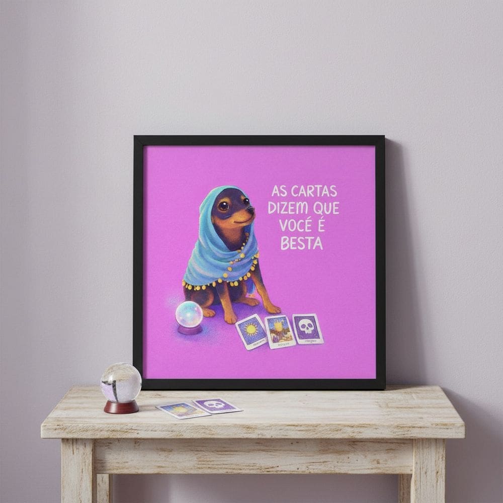 Quadro Decor Cachorrinho Vidente 33x33cm Mold Branca Vidro