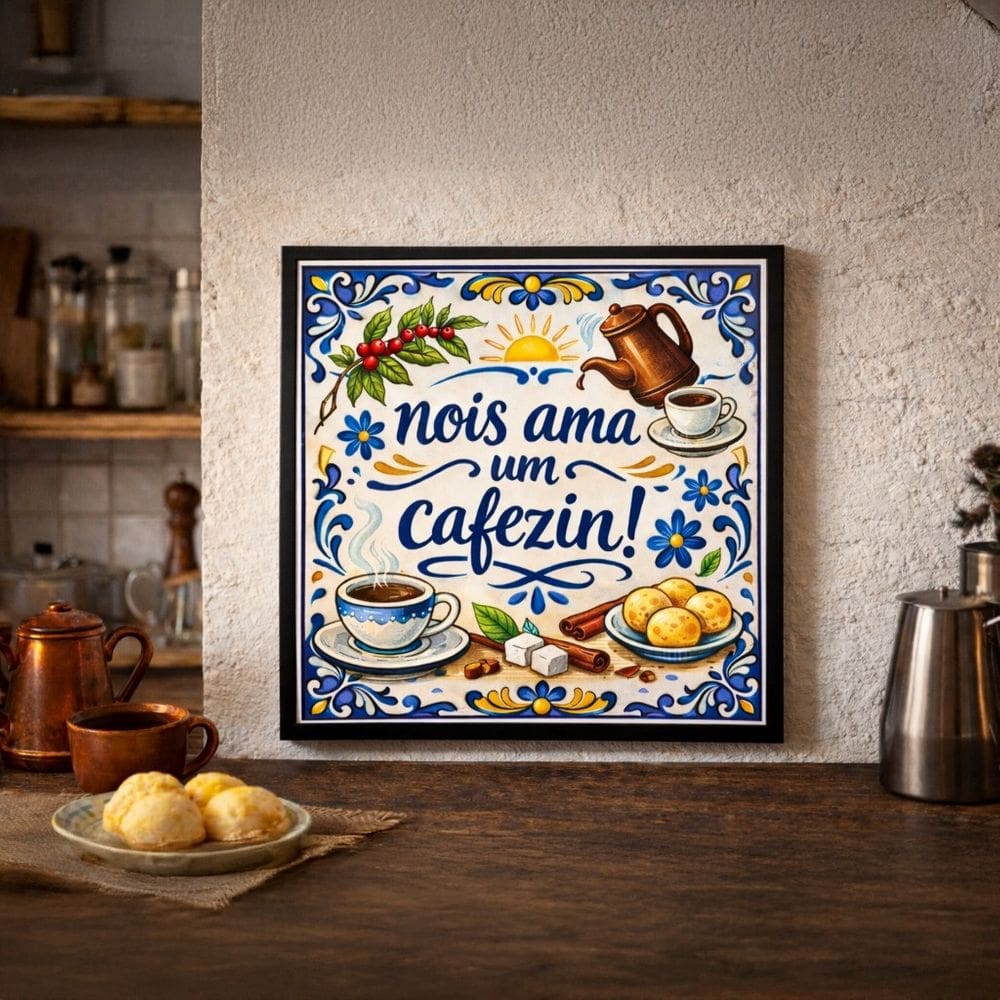 Quadro Mineiro Nois Ama Um Cafezin 33x33cm Mold Branca Vidro