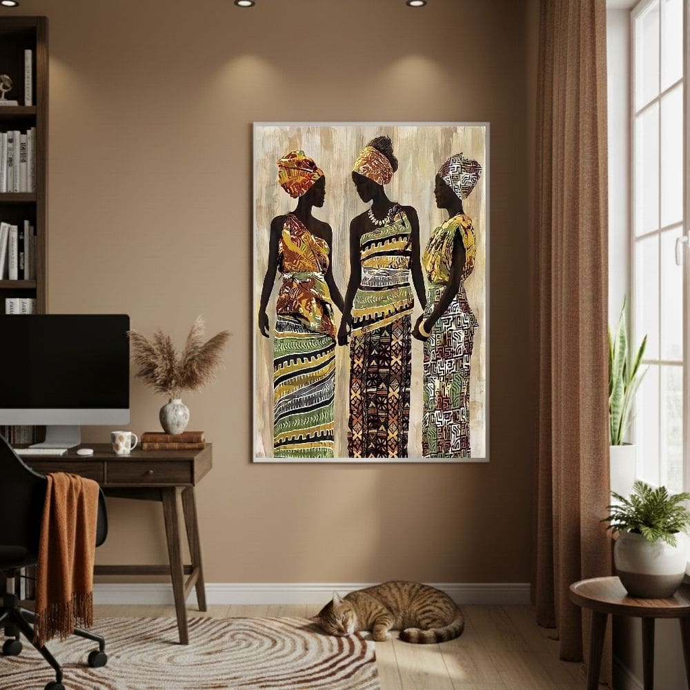 Quadro Decorativo Trio Em Harmonia 70x50cm Mold Branca