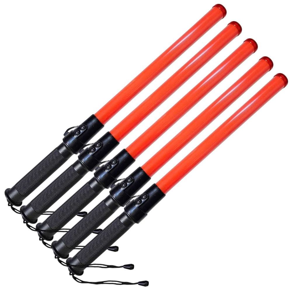 Bastao Sinalizador Viario LED  Kit 5 Apito Transito Emergencia Obra Balizador Frentista Manobrista Segurança