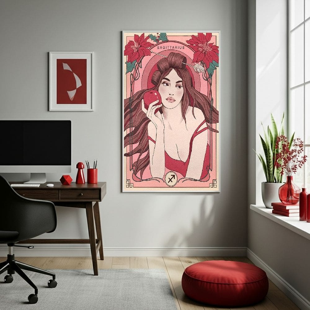Quadro Decor Mulher De Sagitário 70x50cm Mold Preta