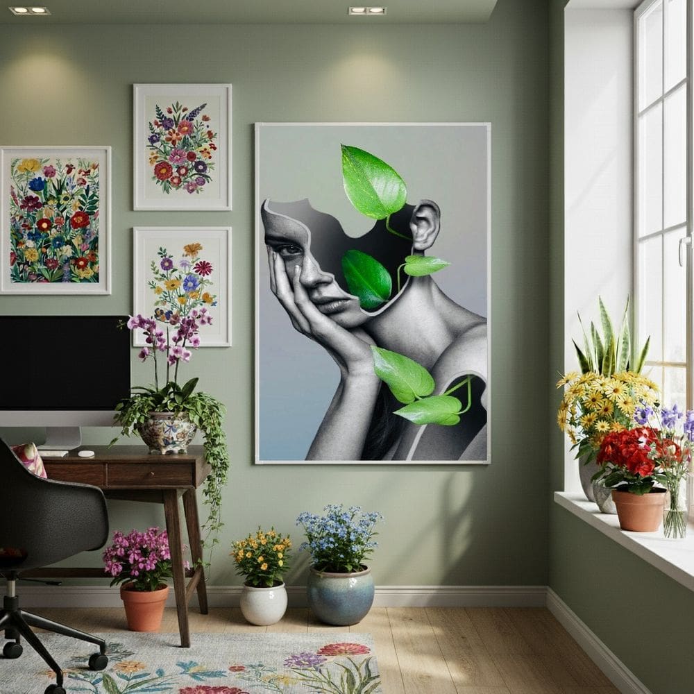 Quadro Decor Jardim Que Me Habita 70x50cm Mold Preta