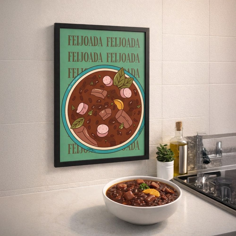 Quadro Decorativo Para Cozinha Feijoada 45x34cm Mold Preta