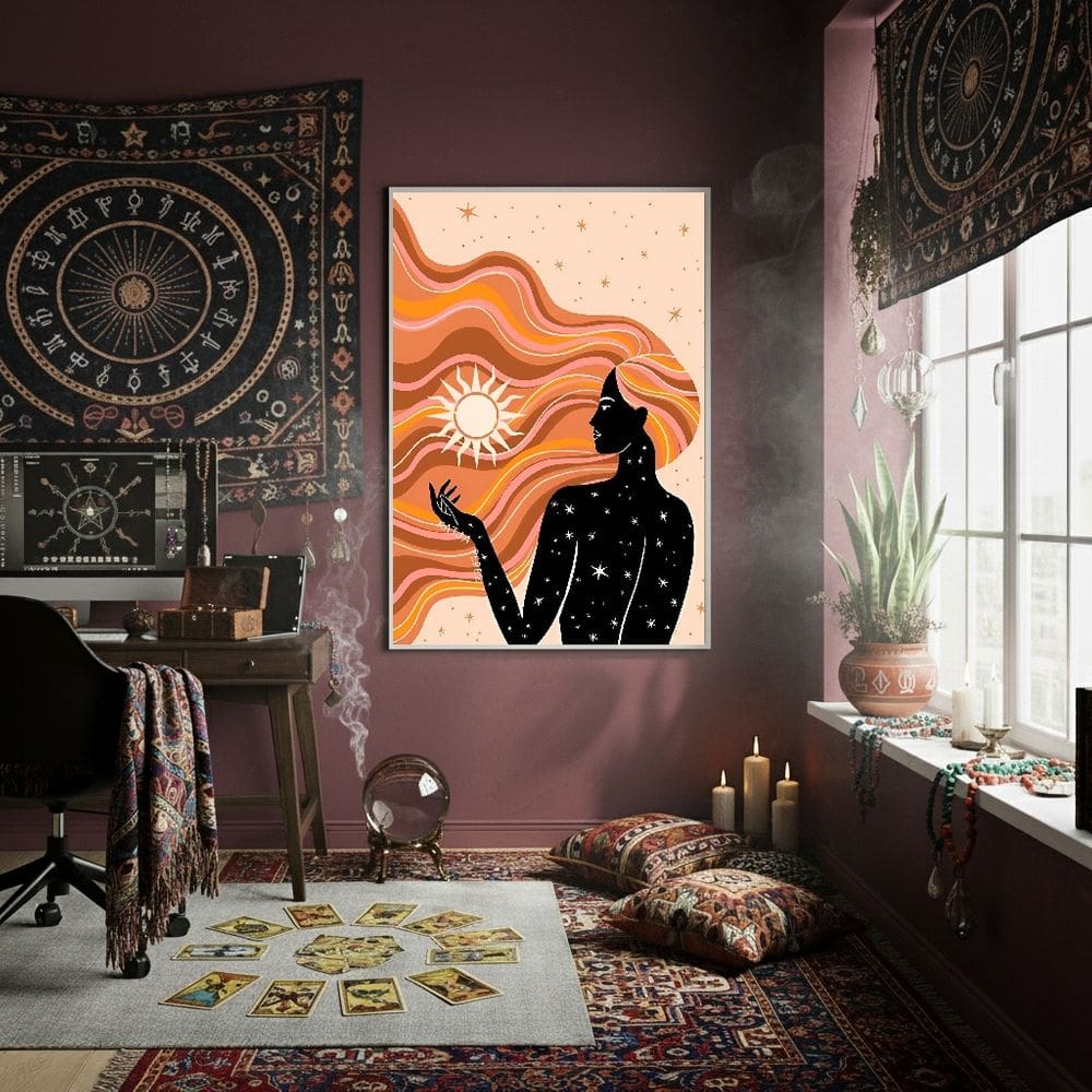 Quadro Decorativo Mulher Estrela 70x50cm Mold Preta