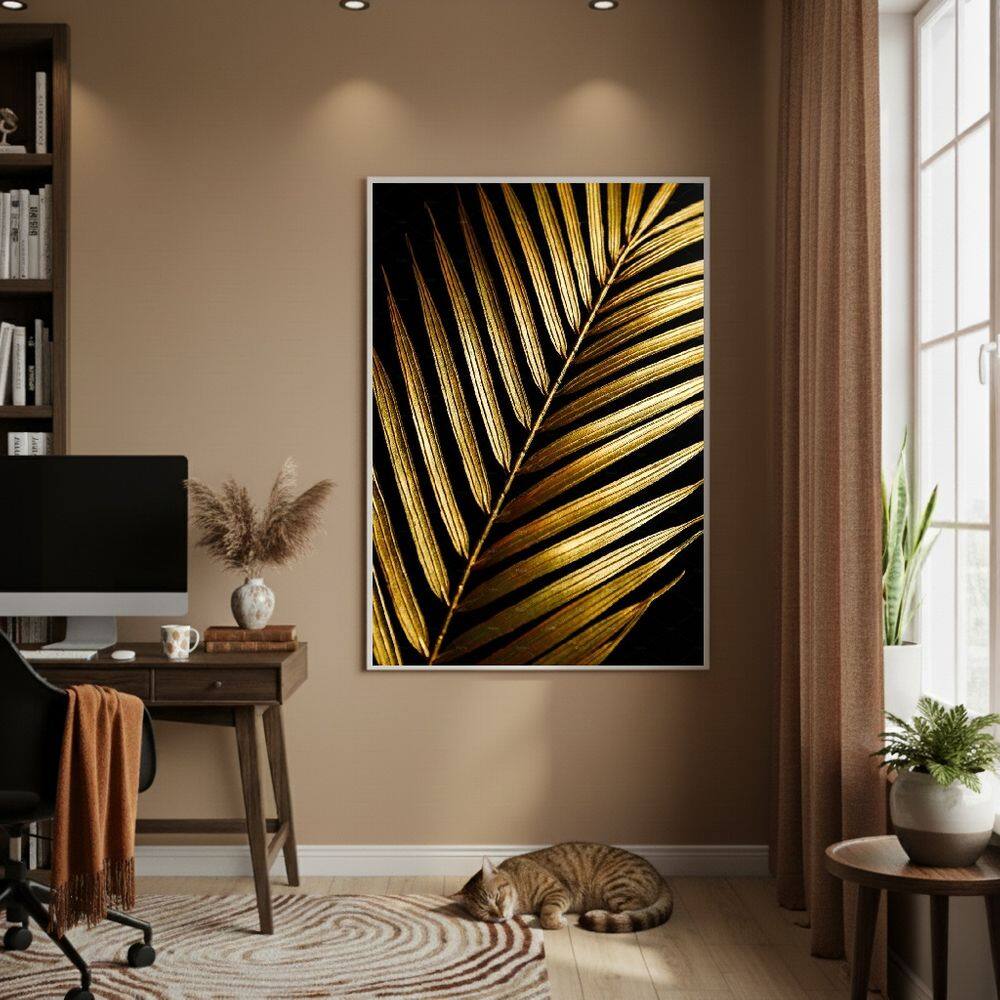 Quadro Decorativo Folha Dourada 70x50cm Mold Branca