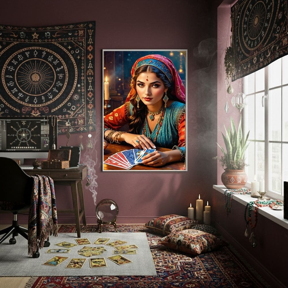 Quadro Decor Foto De Mulher Cigana 70x50cm Mold Preta