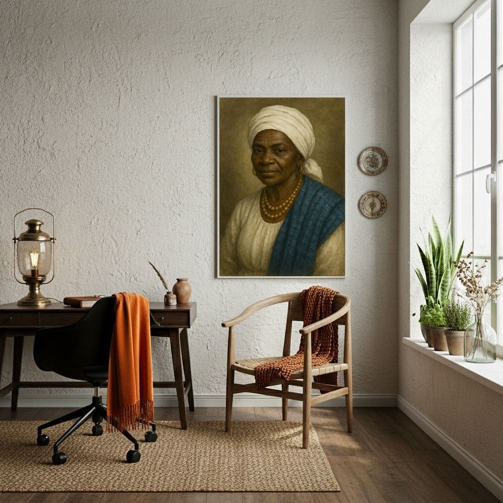 Quadro Decorativo Vovó Maria Do Congo 70x50cm Mold Preta