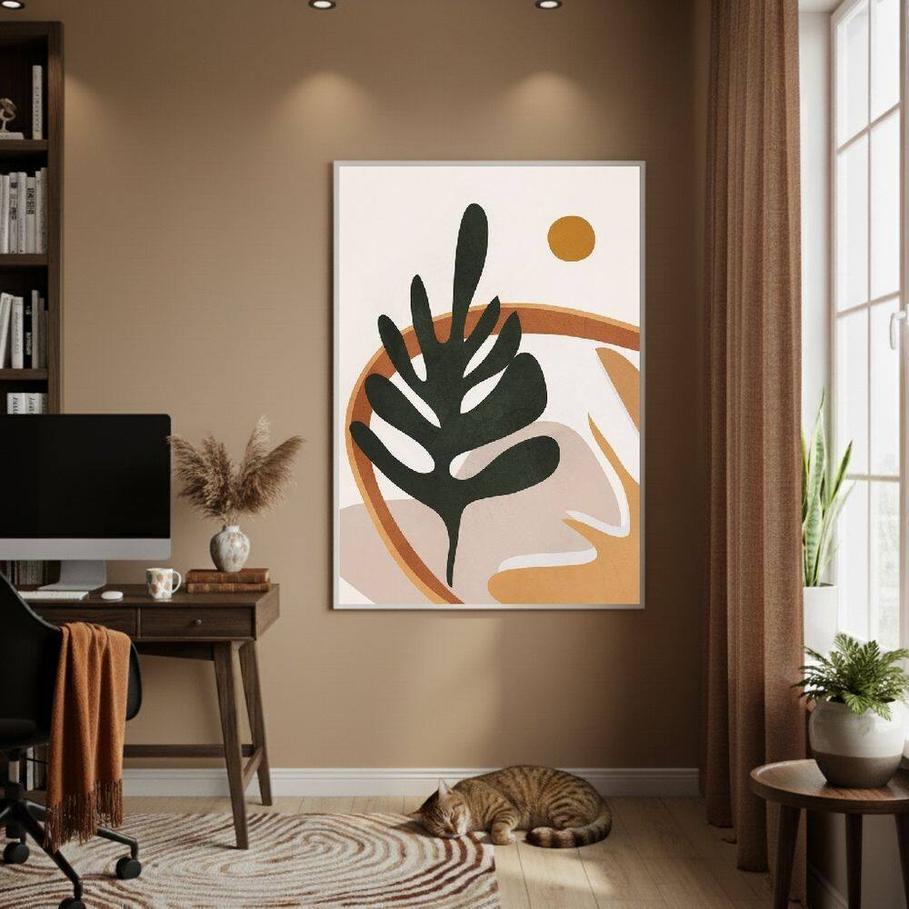 Quadro Decorativo Folha Verde 70x50cm Mold Branca