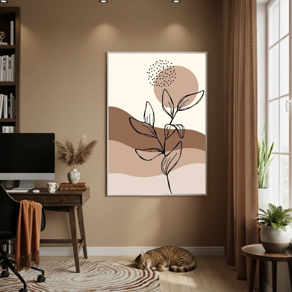 Quadro Decorativo Arte Tons De Marrom 70x50cm Mold Branca