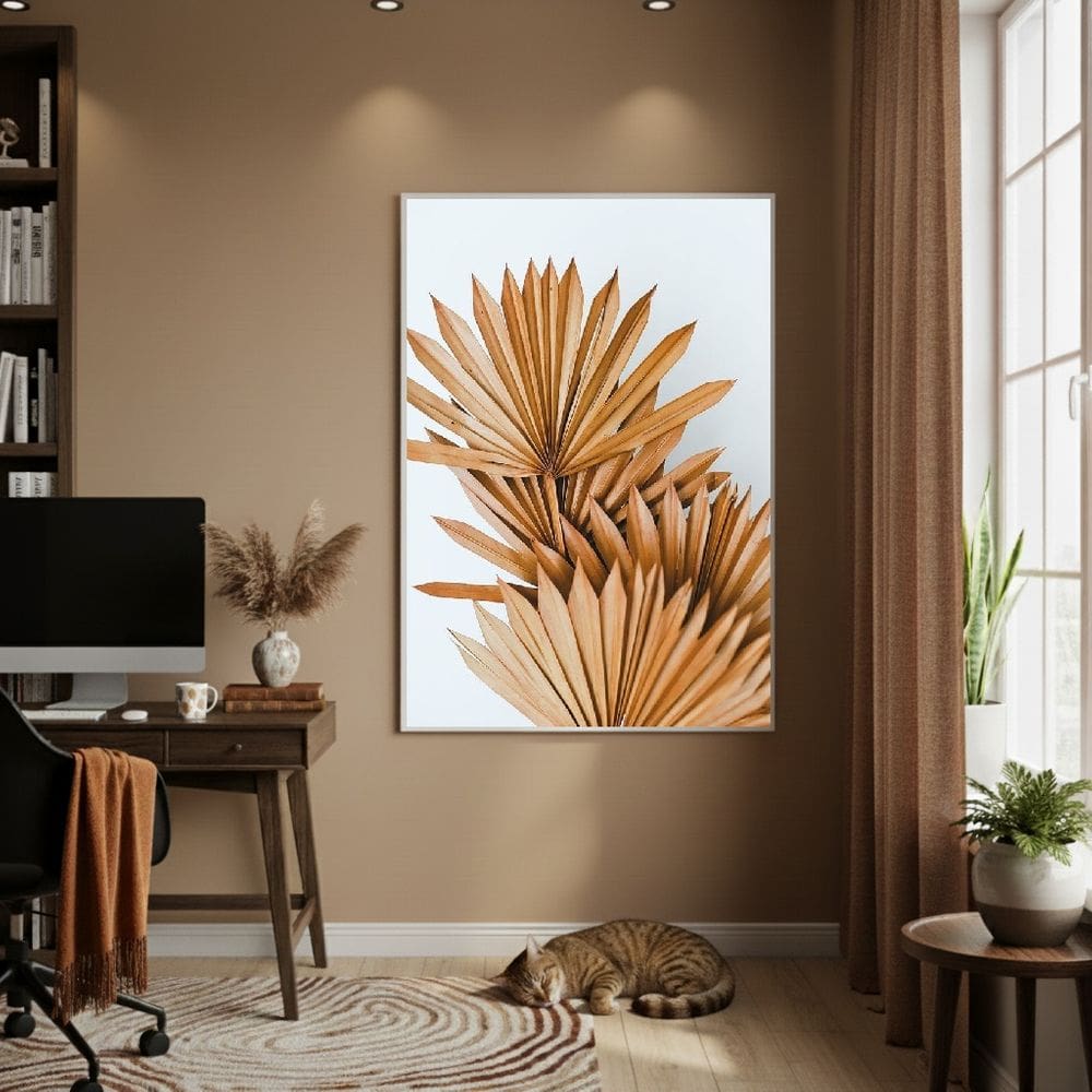 Quadro Decorativo Palmeira Leque 70x50cm Mold Preta