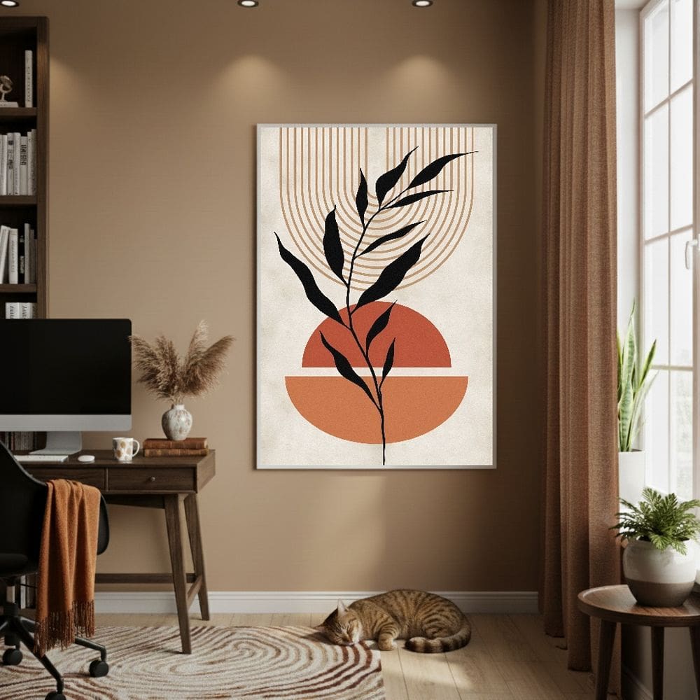 Quadro Decorativo Folha Horizonte 70x50cm Mold Branca