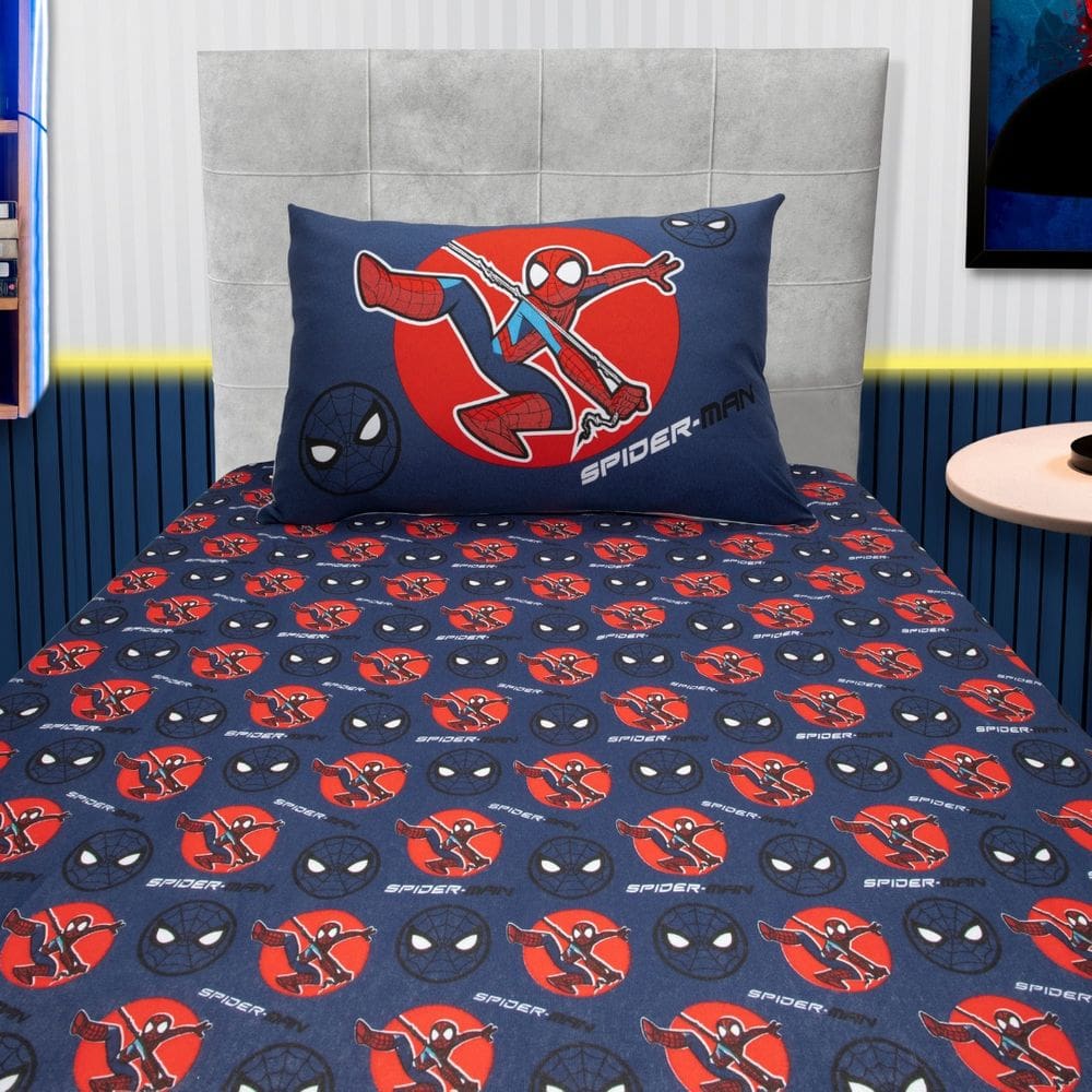 Jogo Cama Infantil Homem Aranha 2 Peças Com Elástico Menino