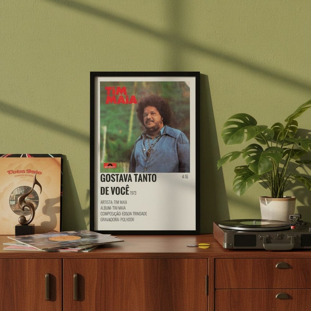 Quadro Música Gostava Tanto de Você 24x18cm Mold Branca Vidro