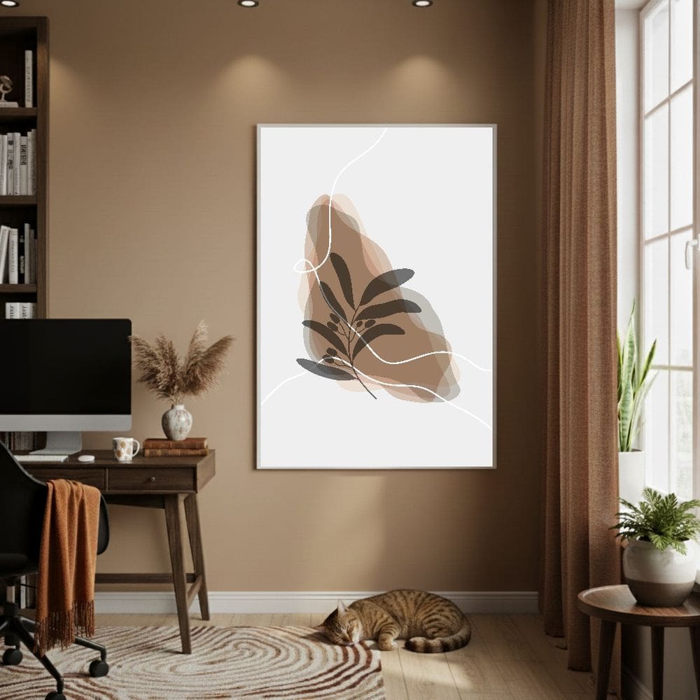 Quadro Decorativo Toque Abstrato 70x50cm Mold Branca