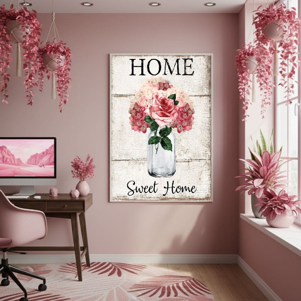 Quadro Decorativo Lar Florido 70x50cm Mold Preta