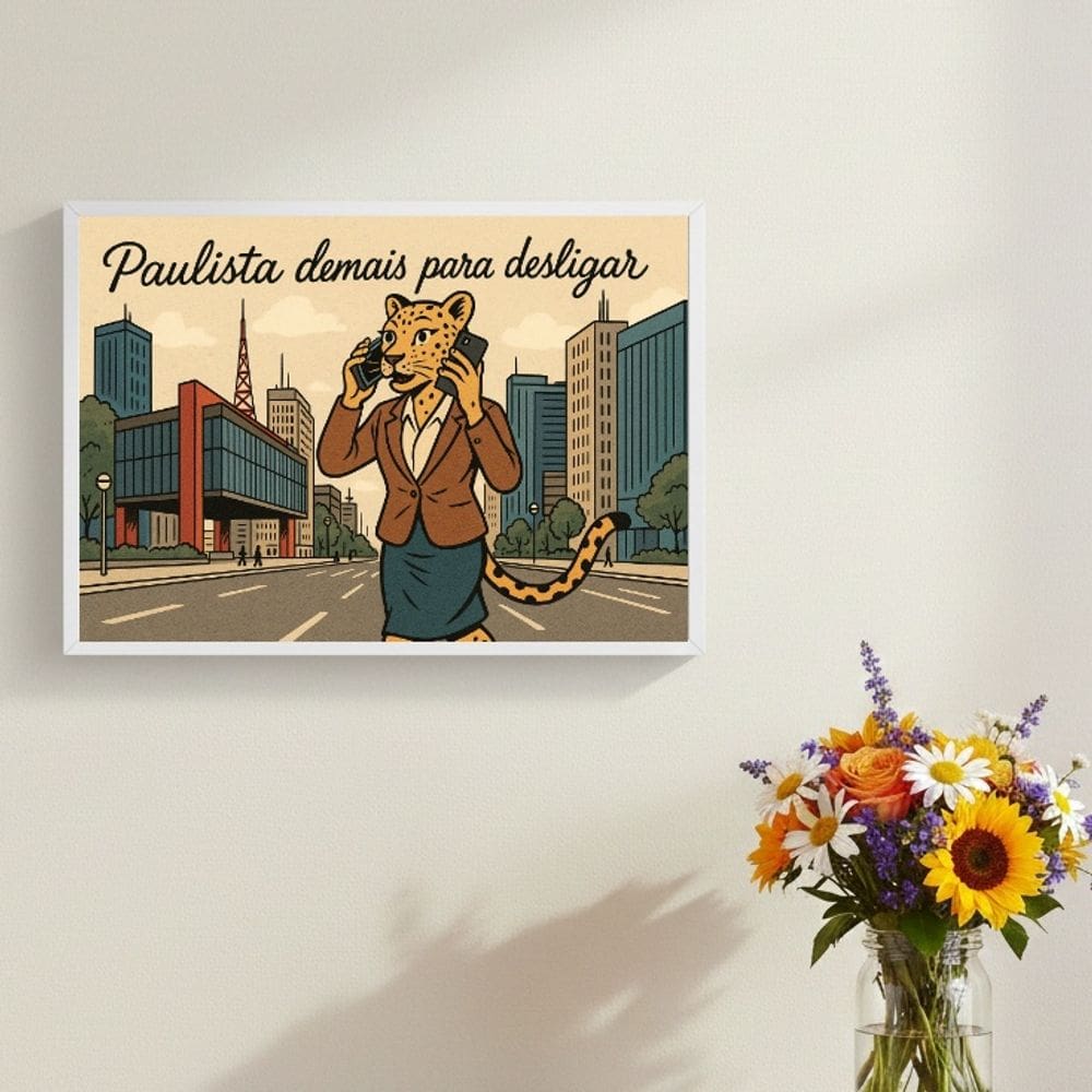 Quadro Paulista Demais Para Desligar 24x18cm Mold Branca Vidro