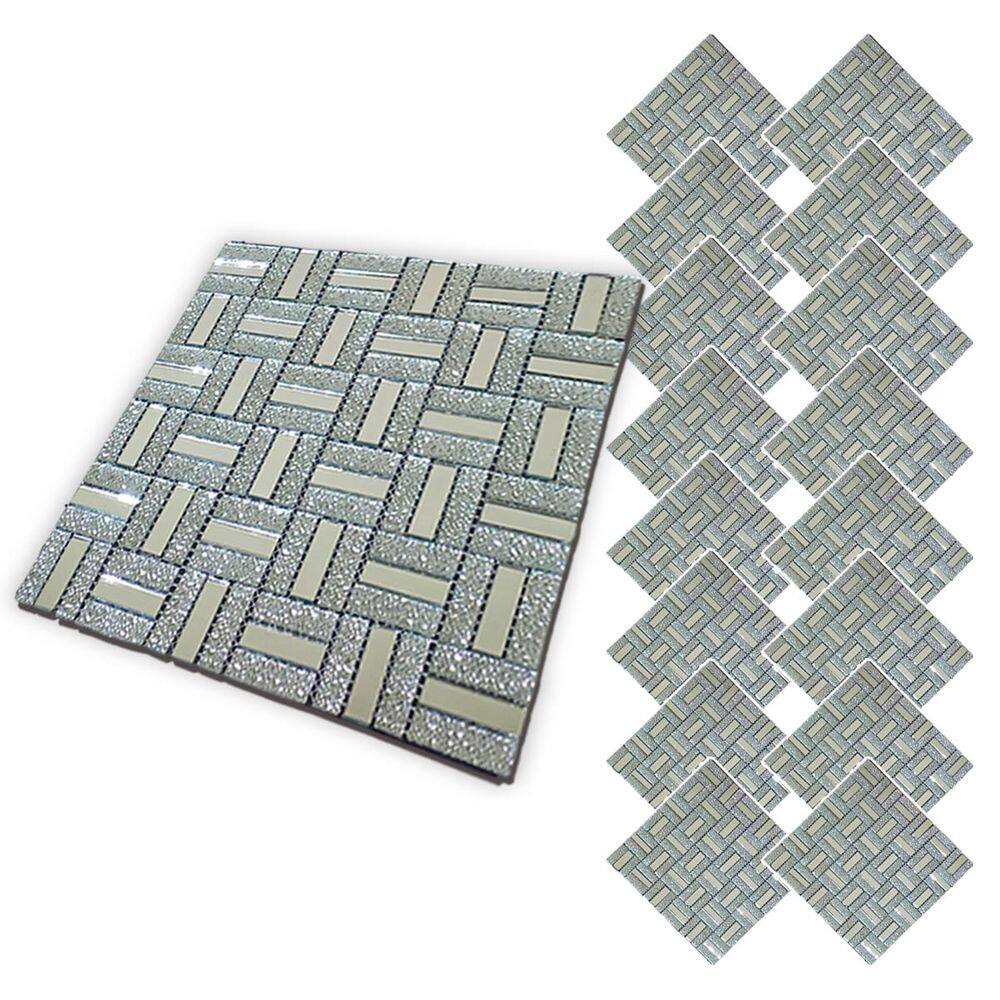 Pastilha De Vidro Kit 16 Uni Adesiva Parede Sala Cozinha Banheiro Facil Aplicacao Decorativa Reforma Requintado Moderna