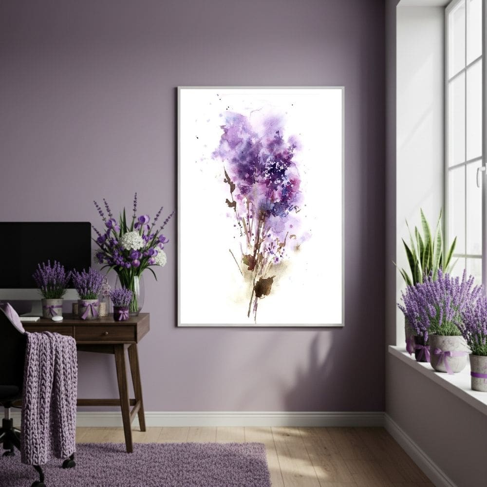 Quadro Decorativo Lavanda Textura - 70x50cm Mold Preta