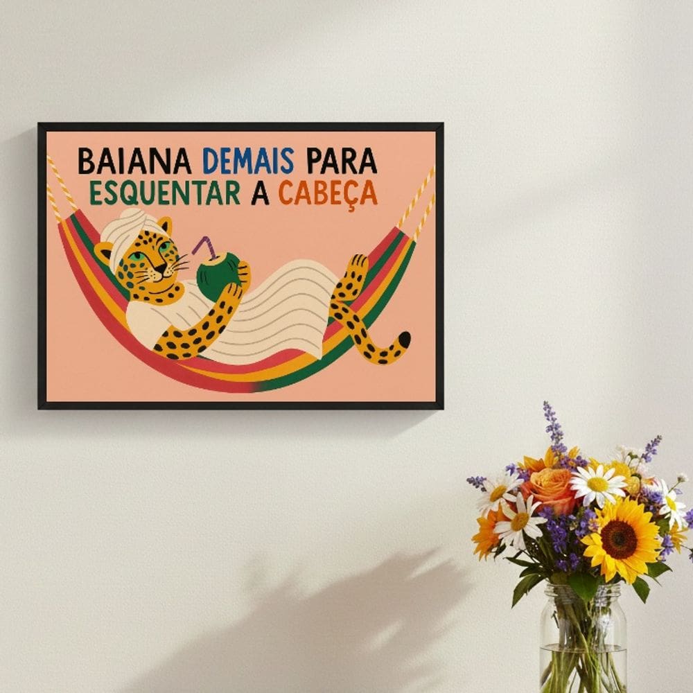 Quadro Baiana Demais Esquentar a Cabeça 33x24cm Mold Branca