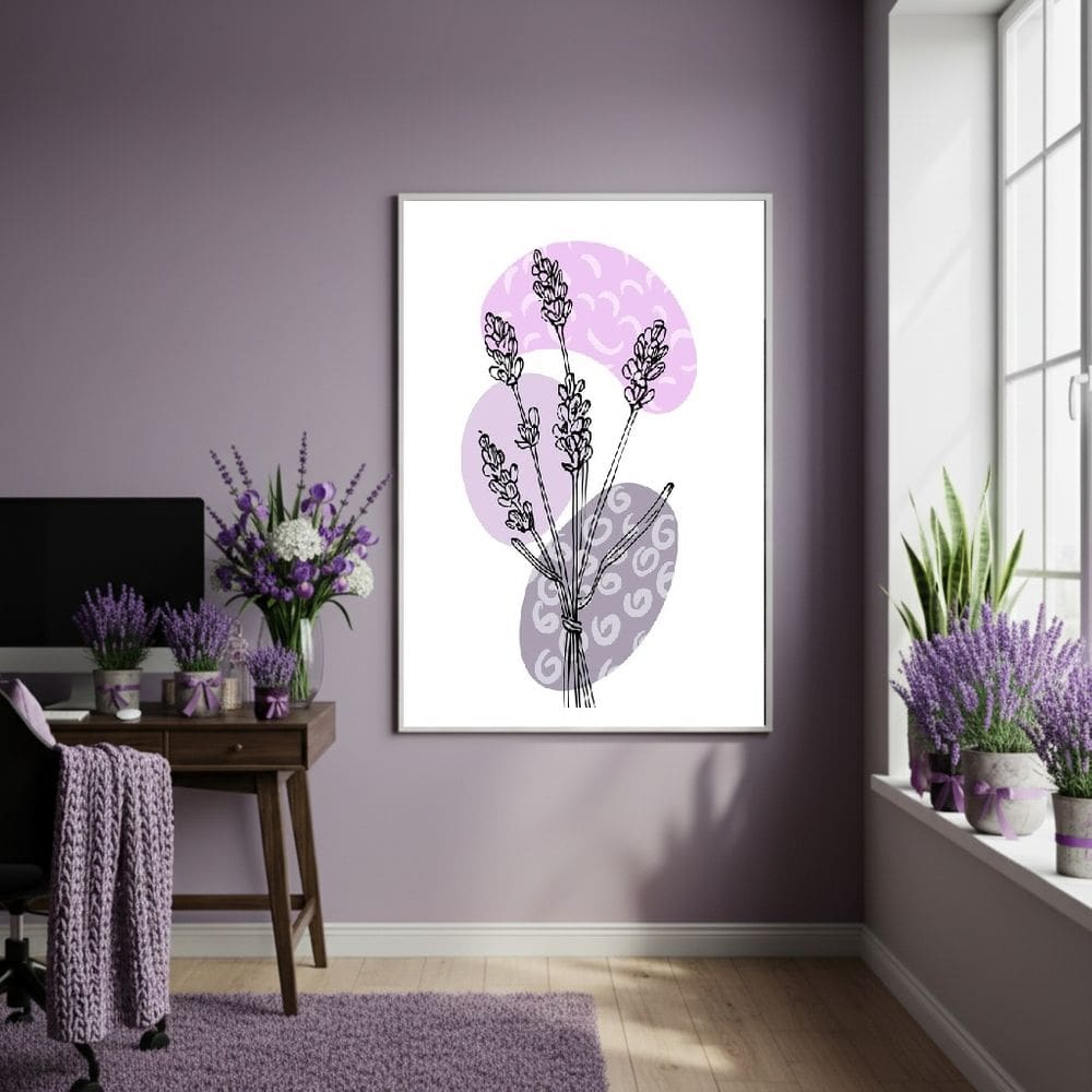 Quadro Decorativo Lavanda Espontânea - 70x50cm Mold Preta