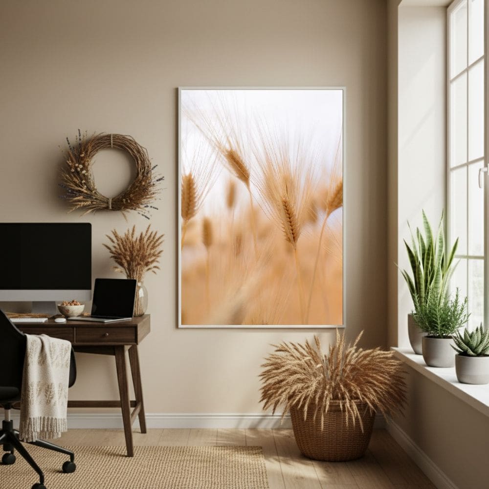 Quadro Decorativo Trigo Em Movimento - 70x50cm Mold Branca