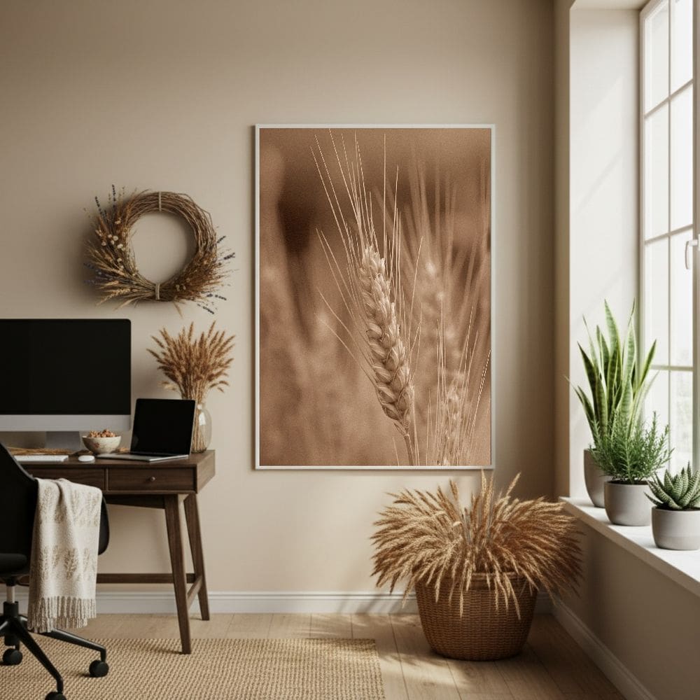 Quadro Decorativo Trigo Da Colheita-70x50cm Mold Branca