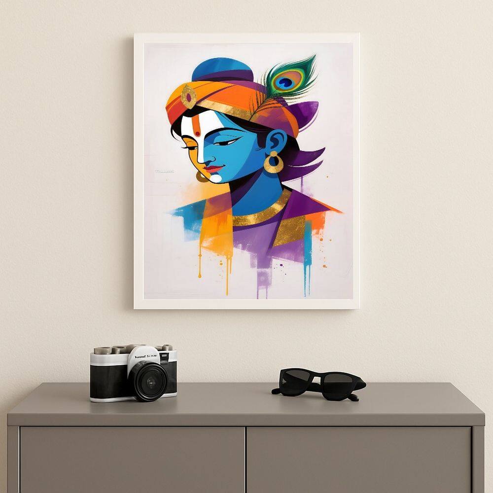 Quadro Arte Indiana Aquarela 33x24cm Mold Preta Vidro