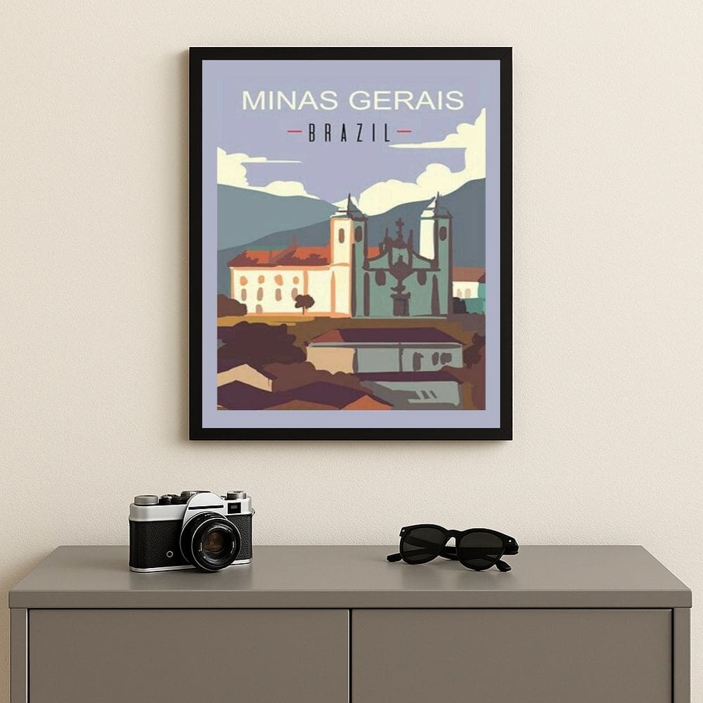 Quadro Decorativo Minas Gerais - Brasil 33x24cm Mold Branca