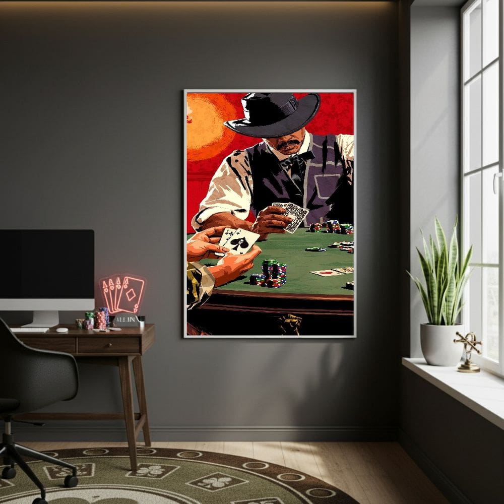 Quadro Noite De Poker 70x50cm Mold Preta