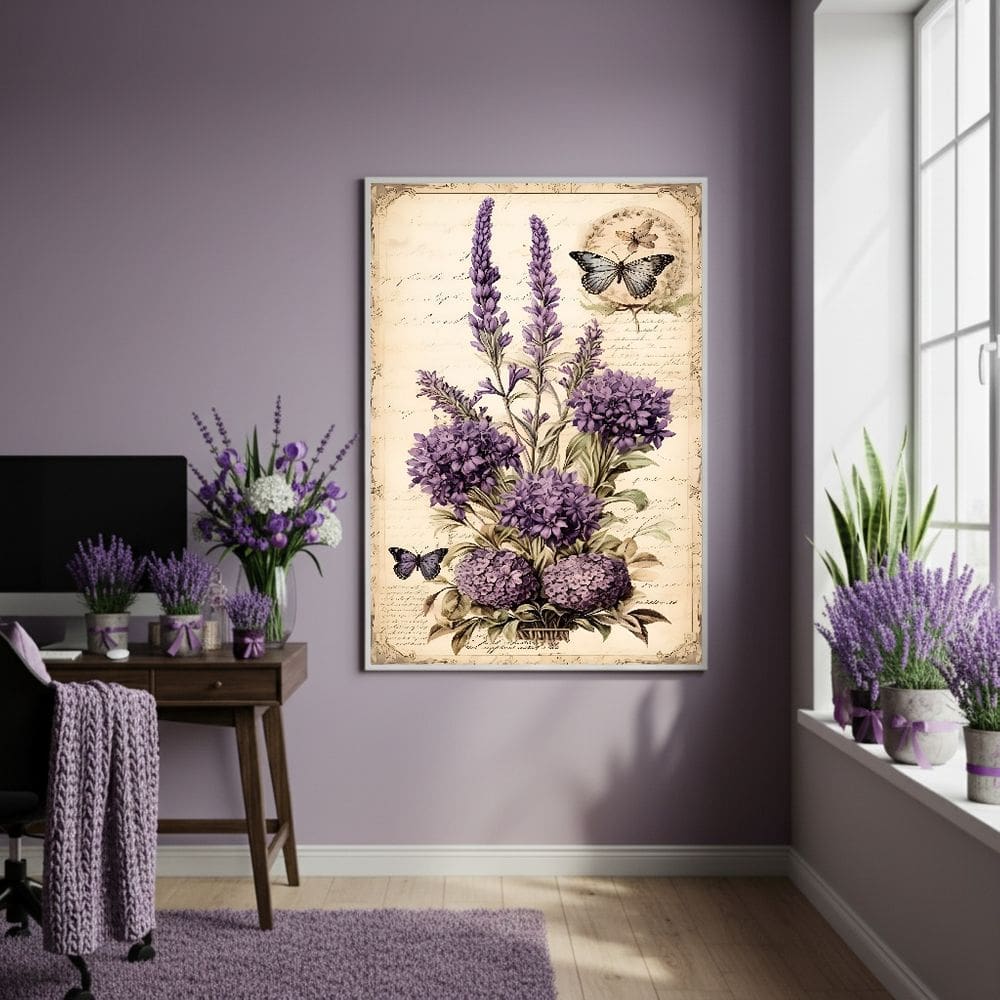 Quadro Decorativo Lavanda Plena - 70x50cm Mold Branca