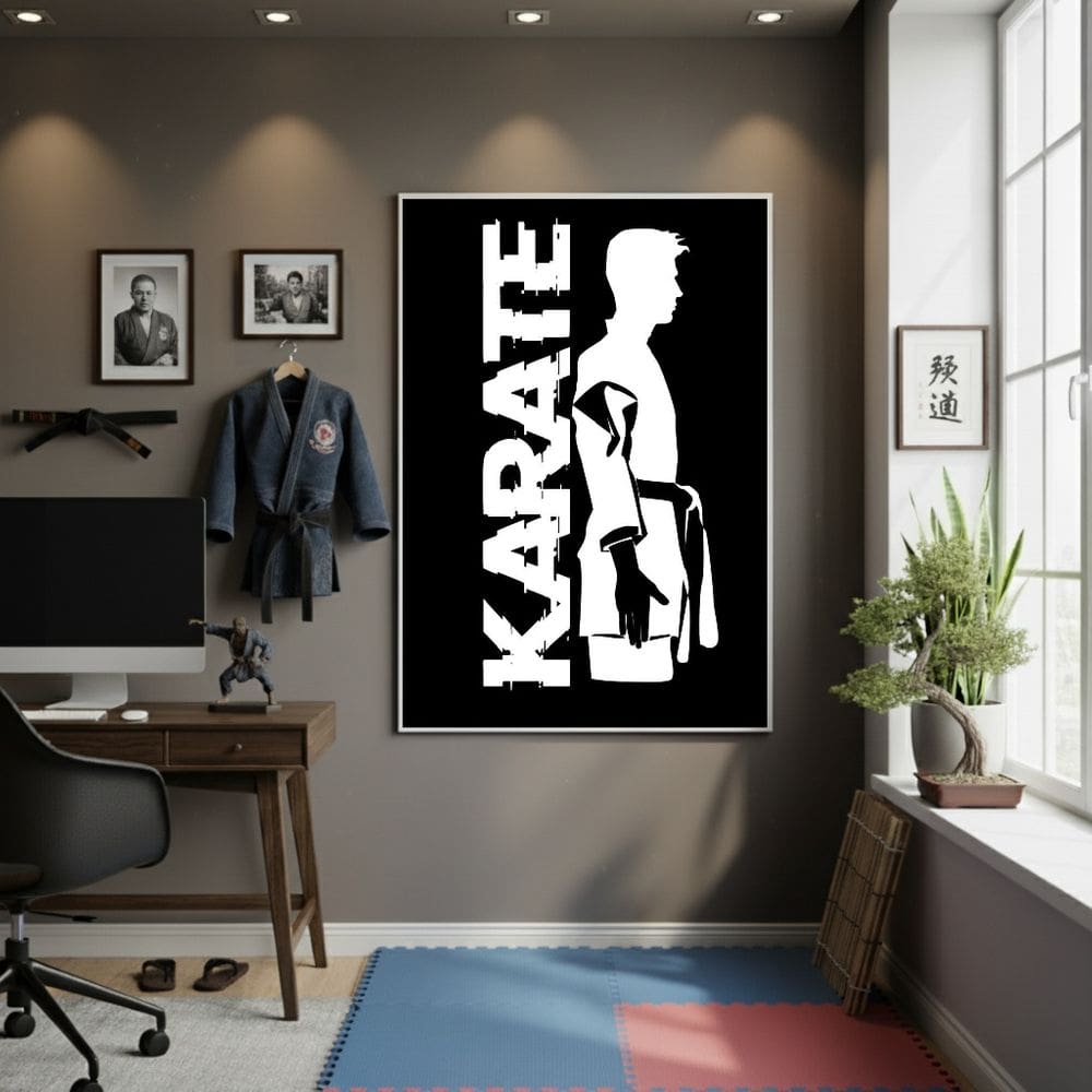 Quadro Arte Karatê 70x50cm Mold Branca