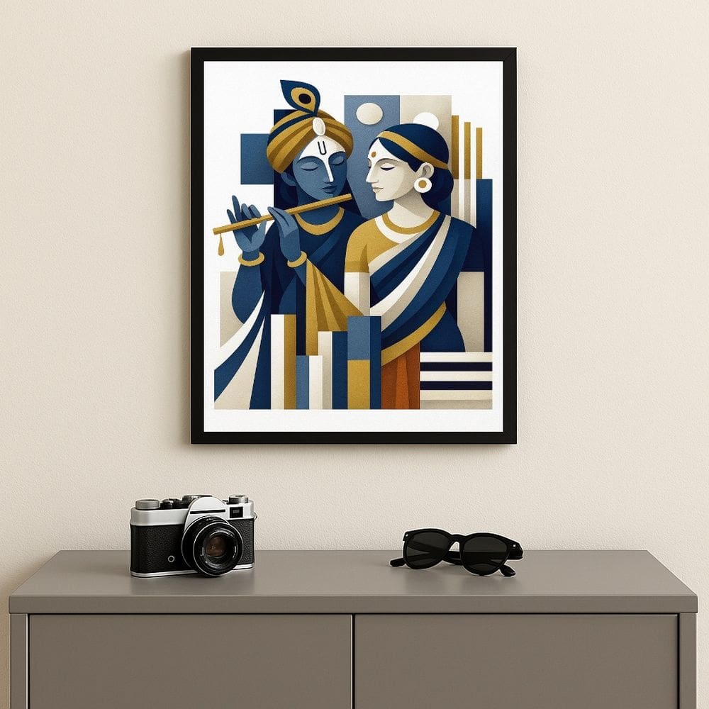 Quadro Arte Indiana Casal 33x24cm Mold Preta Vidro