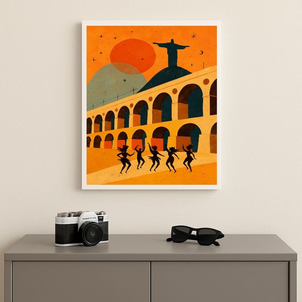 Quadro Rio de Janeiro - Arcos da Lapa 45x34cm Mold Preta Vidro