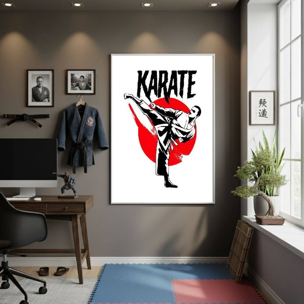 Quadro Arte De Karatê 70x50cm Mold Branca
