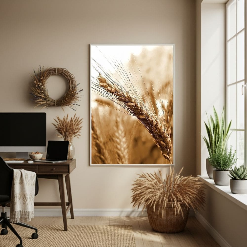 Quadro Decorativo Trigo Ao Vento - 70x50cm Mold Branca